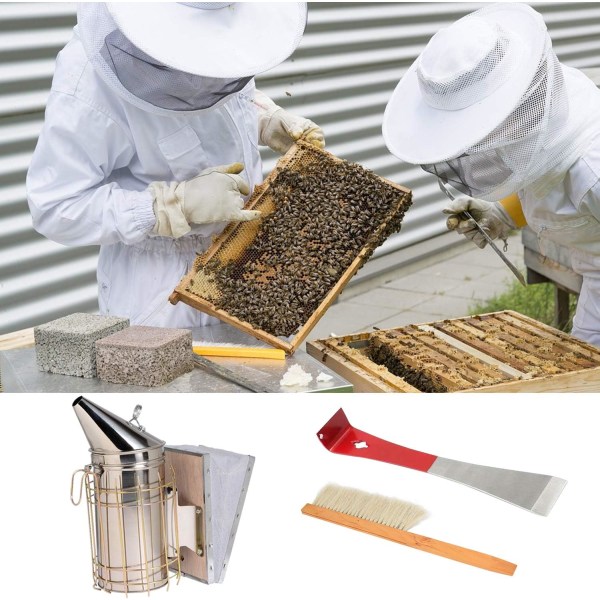 Hive-skraberværktøj, Hive-skraberværktøjsrammeløfter og -skraber Bikubebørste Biavlerbørste Bikube-ryger til biavlertilbehør Værktøjssæt