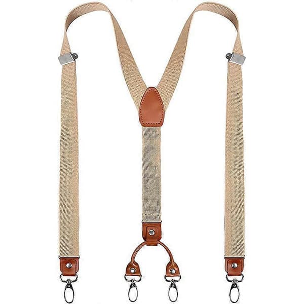 2 stk. Y-formede brede kraftige seler til mænd med 4 metalklemmer Justerbare elastiske stropper (sort+hvid)