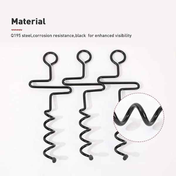 4 stk spiral teltplugger jordstifter markiseplugger terrasse- og hagestrukturplugger svart 32*10cm