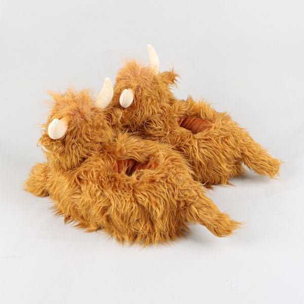 Highland Cow Plyschtofflor Skotsk Highland Cow Långhårig Ko Cartoon Hem Bomulls Skor Small Size: Innersula längd 24.2cm