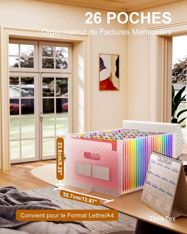 (White) 25 Pockets A4 Plastic Document Storage Expandable File Accordion Organizer