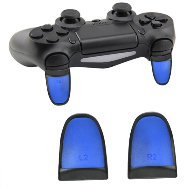 L2 R2 Forlængede Greb Blødt Touch Controller Udvidelser Knapper Udvidelse Udløser til PS4 (Blå)