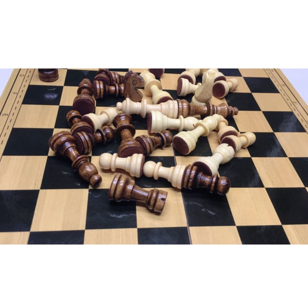Tresjakkspill Sjakkbrett Sammenleggbart reisesjakkbrett for familiereisegave til barn og voksne