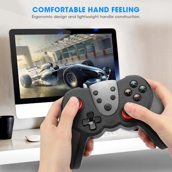 T17 ABS Trådløs Bluetooth Spillhåndtak Joystick Vibrasjon Gyroskop Spillkontroller for Switch Svart