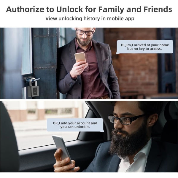 En sort fingeraftryks hængelås, smart lås, fingeraftryk, adgangskodelås, fingeraftryks hængelås med applikation, vandtæt, anti-tyveri