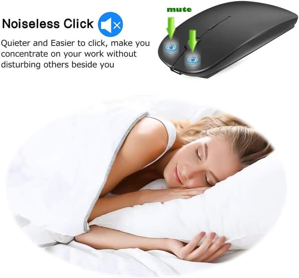 [BT02] Genopladelig Bluetooth-mus til MacBook Pro/MacBook Air/iPad, trådløs mus til bærbar computer/notebook/pc/Chromebook (sort)