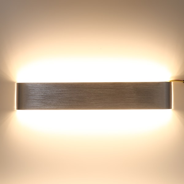 18W Moderne Minimalistisk Aluminium LED Vægslampe til Soveværelse, Gang og Badeværelse - Sølv Varmt Hvid Finish