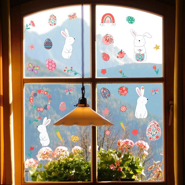 Vindusklistermærker - 2 fantastiske hvide dekorative statiske klistermærker til kanin for at forhindre fugle i at kollidere i dine vinduer