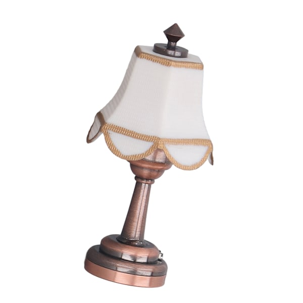 Elegant 1:12 Skala LED Dockhus Bordslampa - Miniatyrdesign i Metall och Plast, Batteridriven för Charmig Dekor.