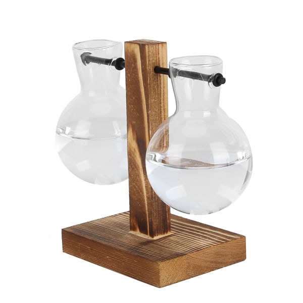 Innovativ plante-vase med træstativ Transparent glas Hydroponics Vase Skrivebordsdekoration Type C