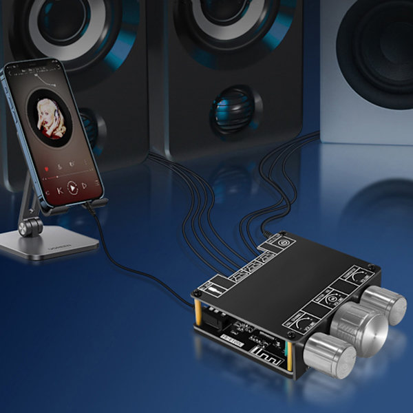 Bluetooth Forstærkerkort 2.1 Kanaler Diskant Bas 2x 50W 100W Subwoofer HiFi APP Kontrol Trådløs BT 5.1 AMP Kort
