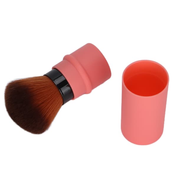 Vinklet Blush Børste Blød Fluffy Pudderbørste med Låg til Blush Bronzer og Buffing Pudder