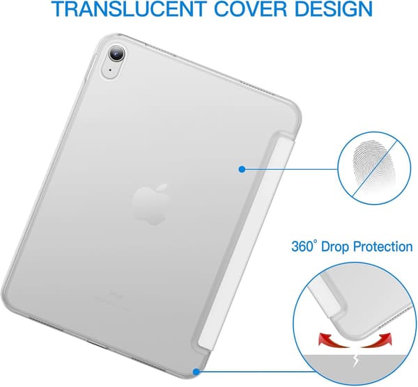 Case for iPad (A16) 11th/10th Generation (2025/2022), Slim Stand Hard Back Case Auto Wake/Sleep Function (White) Vit