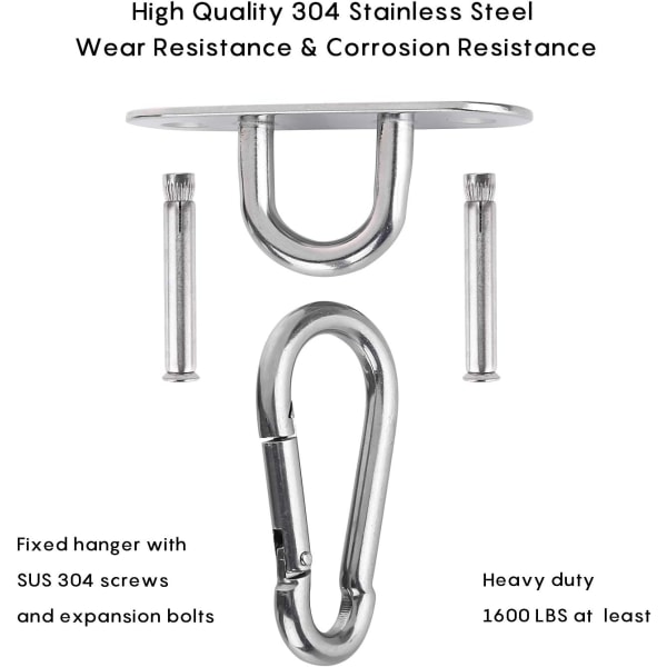 Kattokoukku, 450 kg Kapasiteetti Heavy Duty 304 ruostumattomasta teräksestä valmistettu kattoon seinäkiinnityskoukku, ripustussarja riippumatolle riipputuoliin Jooga nyrkkeilysäkki