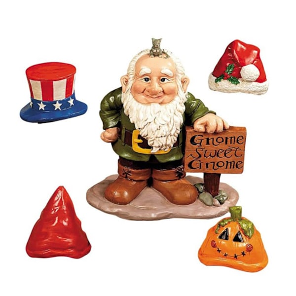 1 set/Trädgårdstomte Jul Halloween Påsk Oberoende Dag Staty Resin Yard Inomhus Hantverk Bild Färg 1