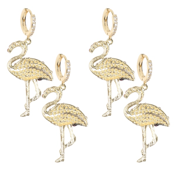 2 Par Øreringe Diamant Flamingo Drop Dangle AllMatch Mode Øre Dekoration