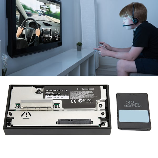 Spillharddiskadapter SATA-grensesnitt Nettverksadapter med 32 MB FMCBV1.953 minnekort for PS2-konsoll