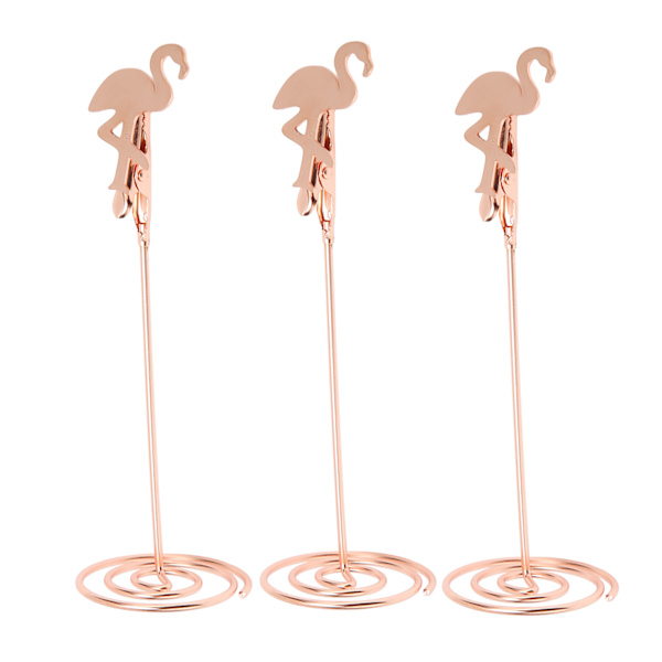 Sett med 24 Roségull Flamingo BordkortHoldere: Holdbare, Rustfrie Klips for Bordnummer, Stilig og Solid