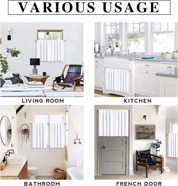 Korte gardiner til soverom, grå halvgardiner, energibesparende