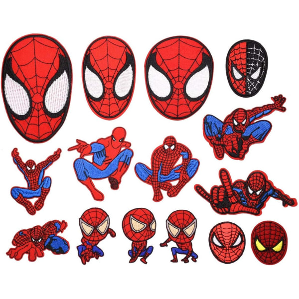 Iron-on Patch 15 deler Iron-on Patches Spider Man Brodert Patch for DIY Tilpass klær T-skjorte Jeans Ryggsekk Barnejakke