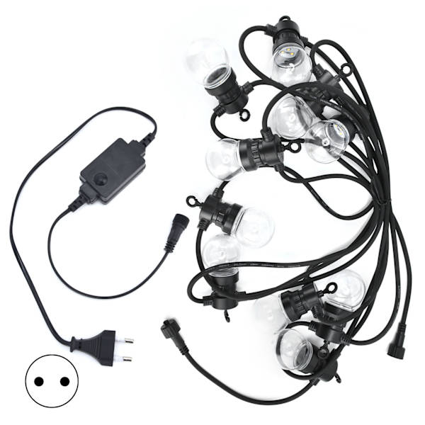 G50 5M Utomhus Stränglampor med 10 Varma Vita Globbulber - Dekorativ Trädgårdsbelysning, EU-kontakt (100-240V)