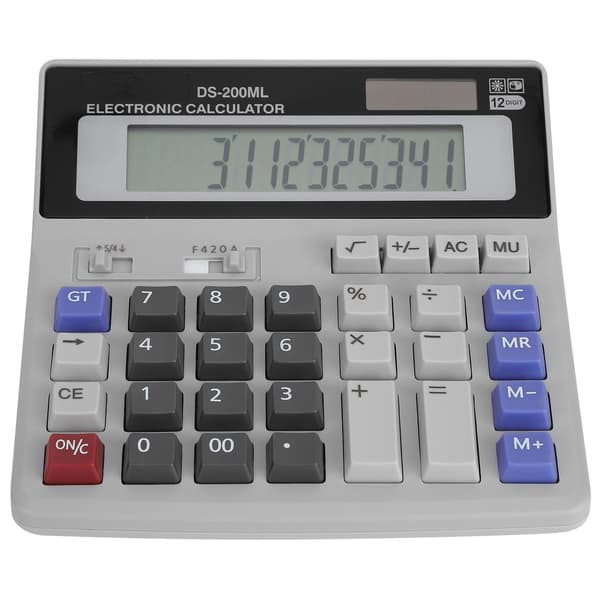 Solcelledrevet kalkulator 12 sifre LCD-skjerm Basic Office Standardfunksjon