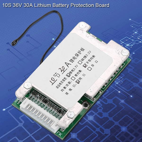 36V 30A Litiumbatterihanteringssystem (BMS) Skyddskort för 10S 3.7V Li-ion-celler