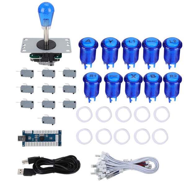 822B Single DIY Arcade Joystick -tarvikesarja Arcade-/Fighting-kotipeliin USB set , amerikkalaistyylinen (sininen)