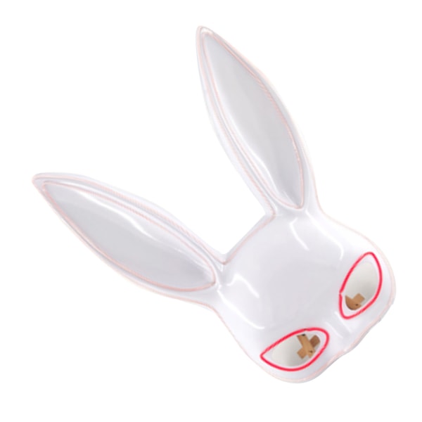Glødende kaninmaske halvansigts kaninmaske tilbehør til Halloween festartikler Pink og hvidt lys Hvid- W