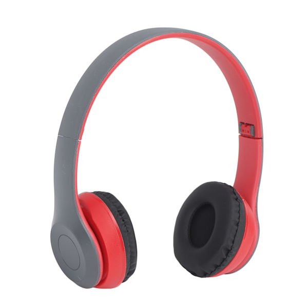 P47 BT Bluetooth-hörlurar med brusreducering, vikbara, trådlösa hörlurar för sportälskare, musikälskare, present till kvinnor och män, röd