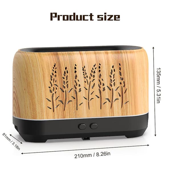 200ML Husholdningsluftfugter med flamme USB lydløs aromaterapi diffuser Shallow Wood Grain