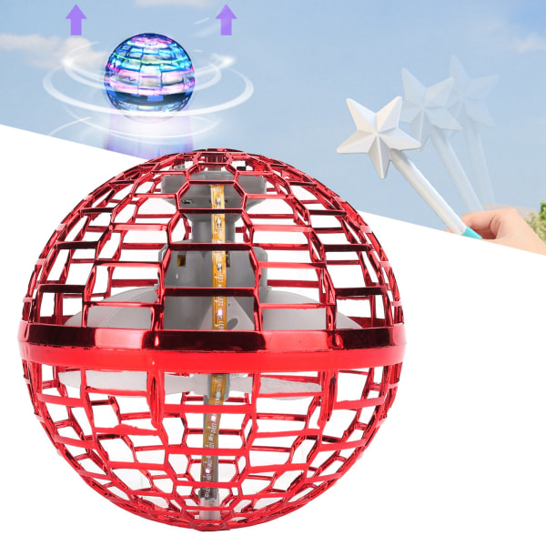 Mini Drone Färgglad LED-ljus Roterande Flygande Toy Induktion med Trollstav Barn GiftRed- W