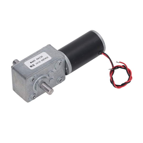 24V DC Gearmotor med Hastighedsreduktion, Selvspærrende Dobbelt Aksel, Reversibel Snegledesign, 5 RPM Hastighed