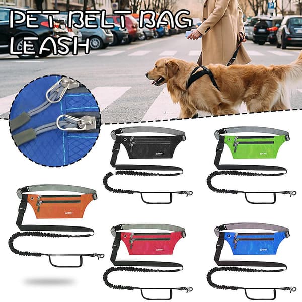 Sportig midjeväska hundkoppel högelastiskt infällbart hundpromenadrep för träning Black