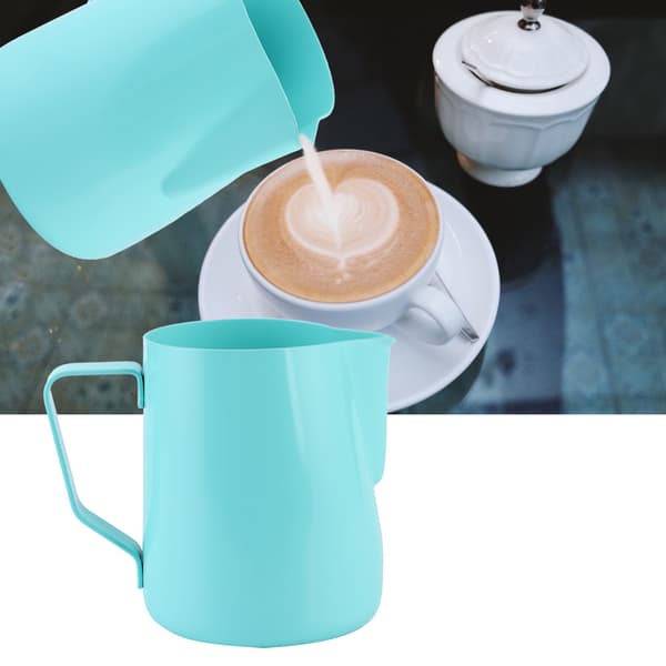 Rustfri stål mælkekande 600 ml blå latte art tilbehør