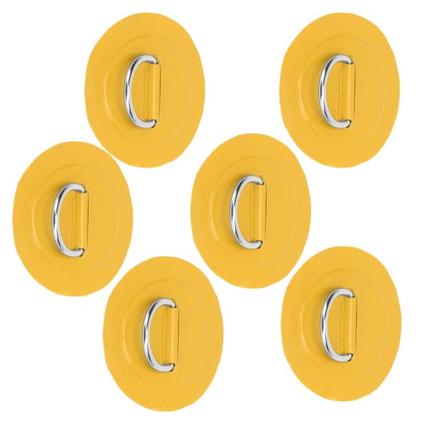 6 stk. oppustelig båd D-ring Pad Patch PVC Holdbart marint rustfrit stål fast spænde (gul)
