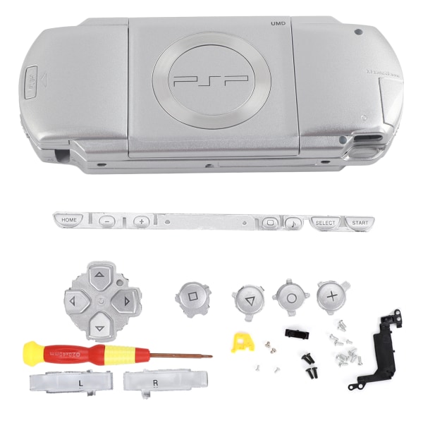 Udskiftning af ABS-materiale værtsspilkonsolskal med skruetrækker til PSP1000-konsol sølv