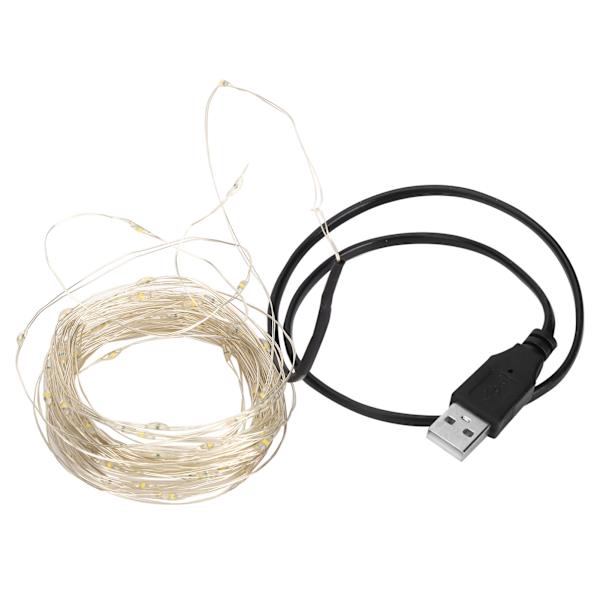 32,8 fot USB-drivna LED-koppartrådsljus för Halloween & Hemfester - Vit Dekorativ Belysning