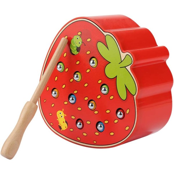 (Strawberry) 1 stk Baby Catch Game, Magnetisk Bord Frugt Form Trap Game Puslespil Lærespil Interaktivt brætspil Legetøj Fødselsdagsjulegave