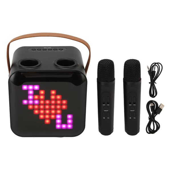 Bærbart karaokesystem med 2 trådløse mikrofoner Bluetooth Type C og RGB-lys