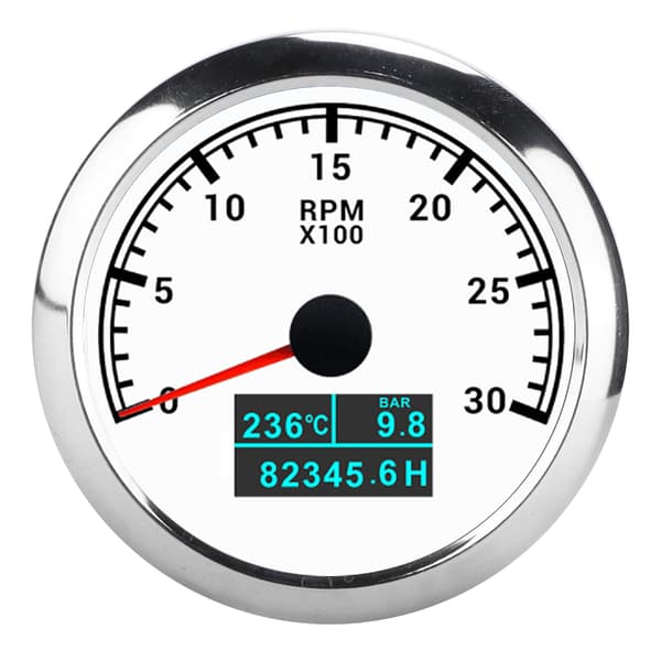 Vandtæt 3 i 1 Multifunktionel Pointer Tachometer til Bil Båd Modifikation Hvid Plade