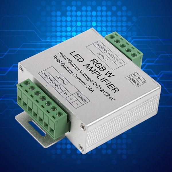 DC12-24V 24A RGBW Signalforstærker med 4-kanals udgang - Aluminiumskal LED-stribe Controller