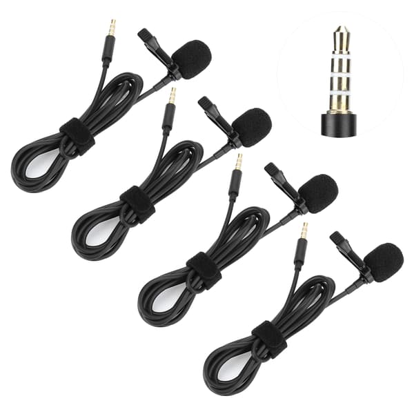 4 stk. Lavalier Clip On Mikrofon 3,5 mm Interface til Mobiltelefonoptagelse