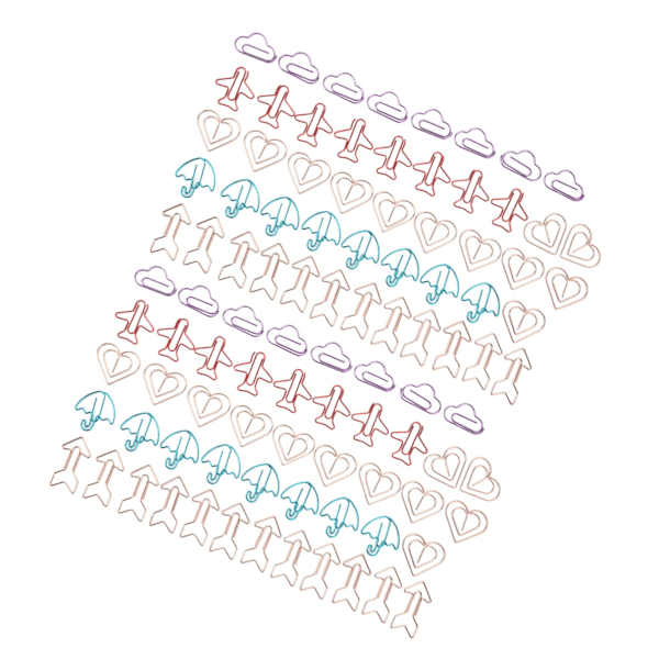 Assorterte stiler fargerike galvaniserte papirklipssett for hjem, skole og kontor