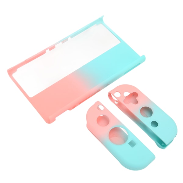 Spelkonsolskyddsfodral Gradient Ergonomiskt Grepp Spelkonsol Silikon Skyddande Fodral för Switch OLED Blå Rosa