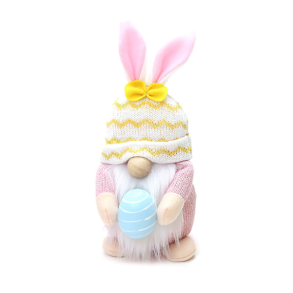 Rosa Fat Doll Ornament Påske Scene Dekorasjon Rekvisitter Strikket tøy Klem Egg Skog Mennesker Bunny Doll-C- W