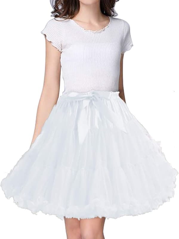 [BT02]Kvinders elastiske talje chiffon underkjole puffet tylskørt prinsesse balletdans underskørt