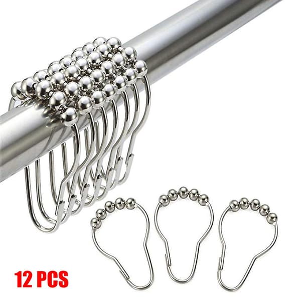 12 stk. dusjforhengkroker Ringer Rustbestandig metall Glatt til baderom Black