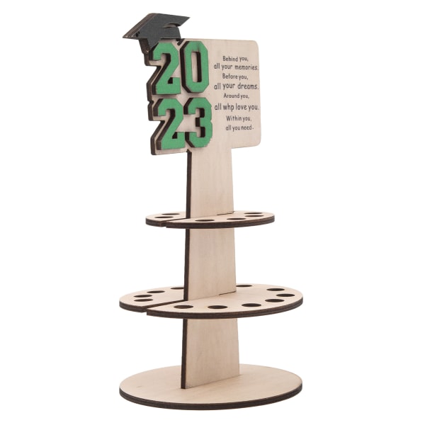 Træ Graduation Pengeholder Dobbeltlags Pengeholder Graduation Penge Kage Hjem Dekoration Træ Håndværk Penge Klip Pynt Grøn