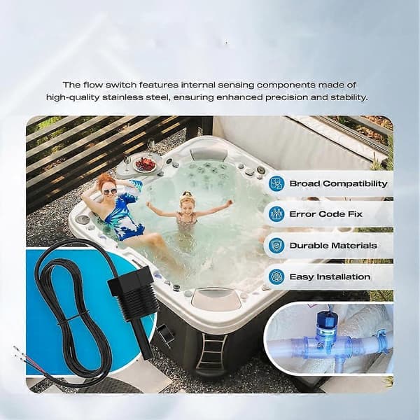 Flow Switch til Sundance & Jacuzzi Spa Boblebad, Erstatning for 6560-860, med Transparent T-rør og 2-bens stik